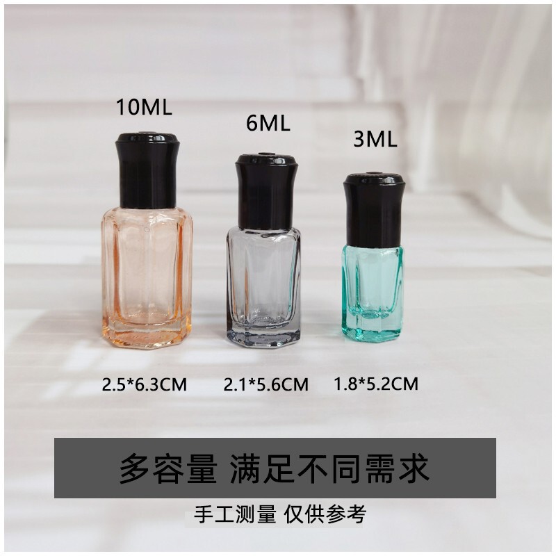 卸売り3ml 6ml 10ml八角ボール瓶のカラーガラス香水瓶の精油瓶のボールを分けて瓶を詰めます。|undefined