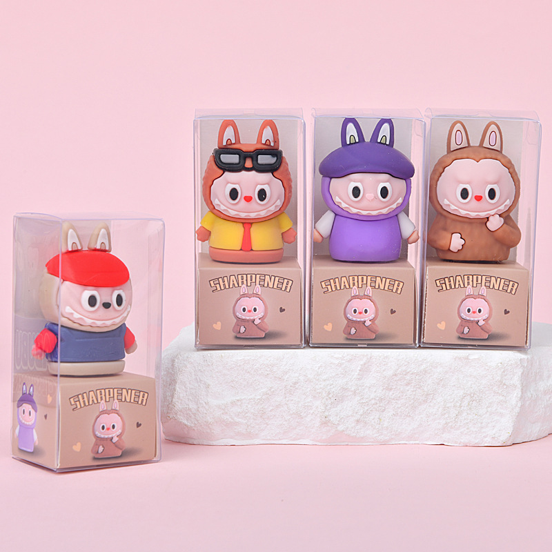 Creativo lindo dibujos animados de estudiantes de lápiz de lápiz de lápiz cortador de lápiz de estudiantes de primaria y secundaria papelería premios al por mayor