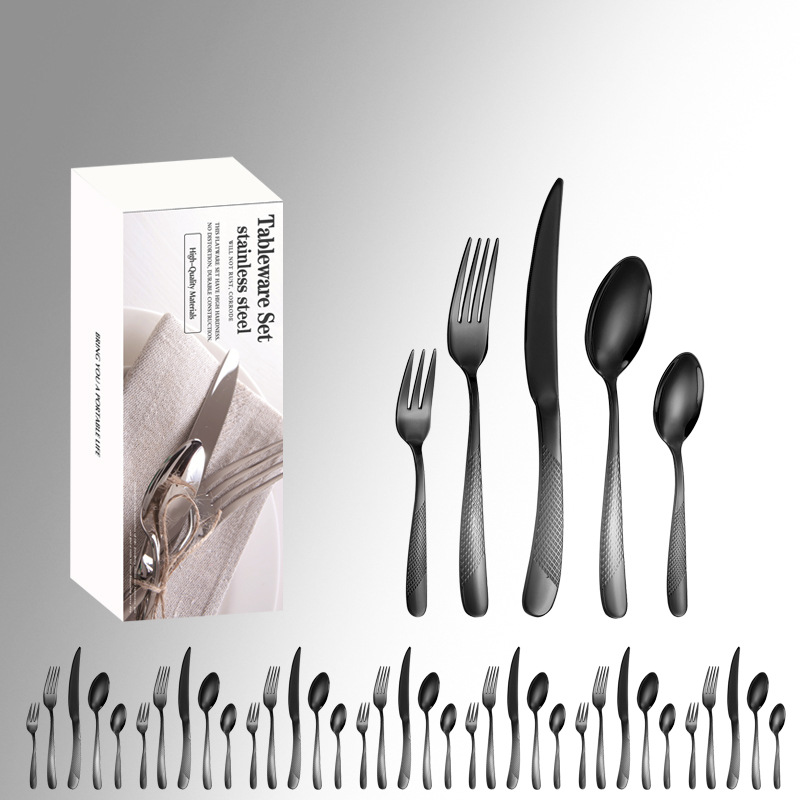 Amazon productos vajilla de acero inoxidable 20/30/40 Unidades diamante estrella 5 piezas principales simple caja occidental alimentos cuchillo, tenedor y cuchara traje