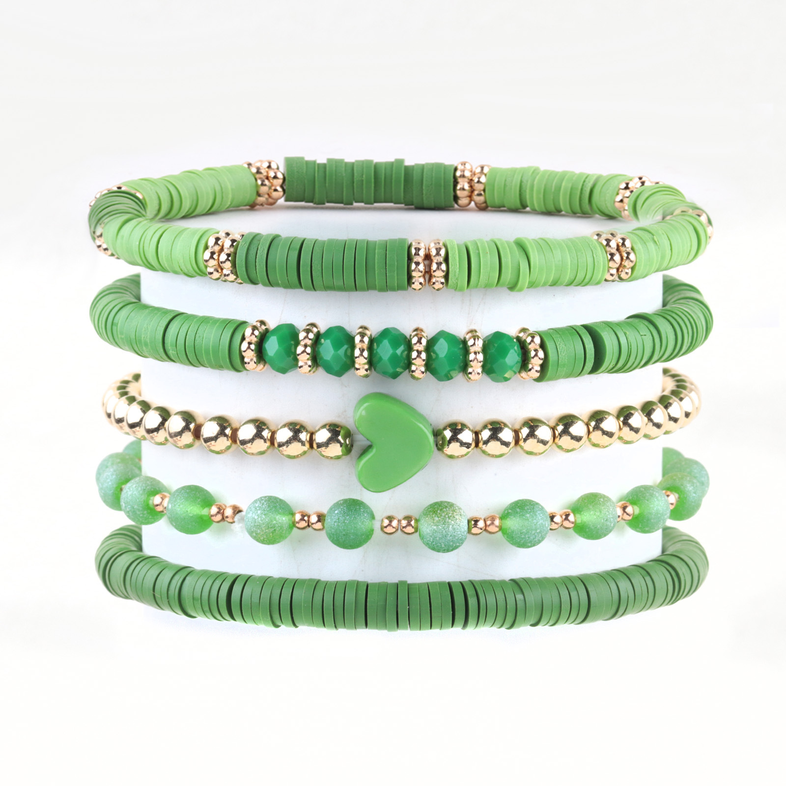 soft clay Chain Material Simple Style Heart Shape Soft Clay Beaded Chain Beaded Bracelets Wholesale