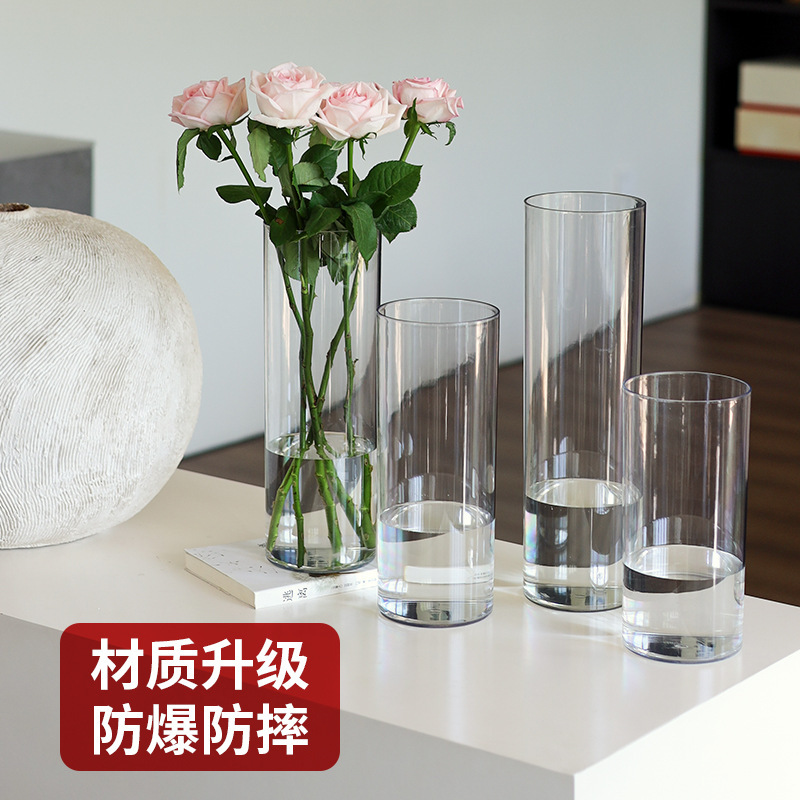 Acrylic Anti-fall Vase Aquatic Hydroponic Flower Arrange Rich Bamboo Transparent Straight Tube Flowers Living Room Decoration Awakening Bucket Acrylic Anti-fall Vase Aquatic Hydroponic Flower Arrange Rich Bamboo Transparent Straight Tube Flowers Living Room Decoration Awakening Bucket