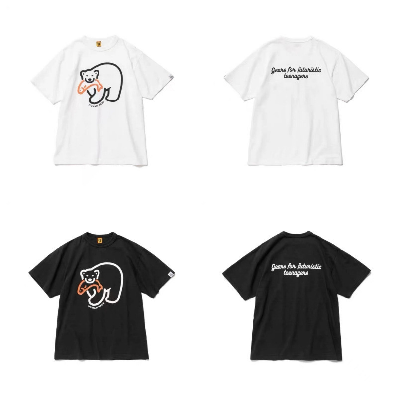 スポット日本製ヒューマンサマーヘビーウェイトバンブーコットン半袖Tシャツルーズカジュアルラウンドネックプリント|undefined