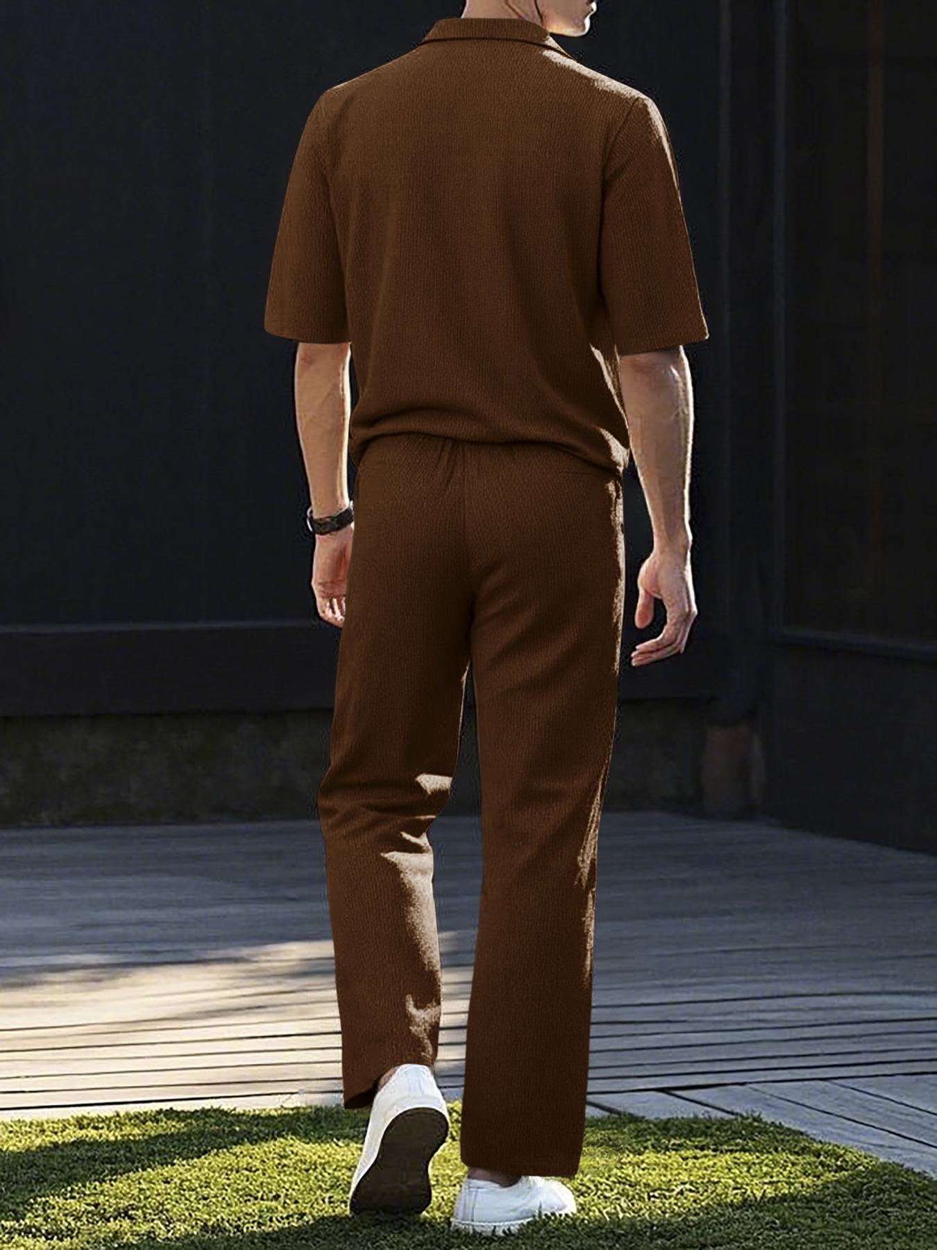 Casual Men's Two-piece Set Solid Colour Spring Summer Commuter_voghion.com