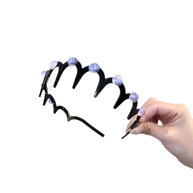 Pearl wave hairband 2025 nuevo cráneo alto lavado facial presión cabello temperamento con dientes antideslizante cabello brazo de cabeza