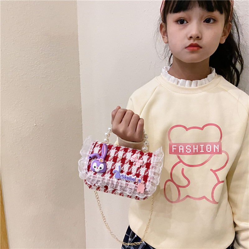 Nuevos bolsos infantiles coreanos bolsos de princesa bolsos de cadena bolsos de perlas bolsos de arco bolsos casuales para niñas