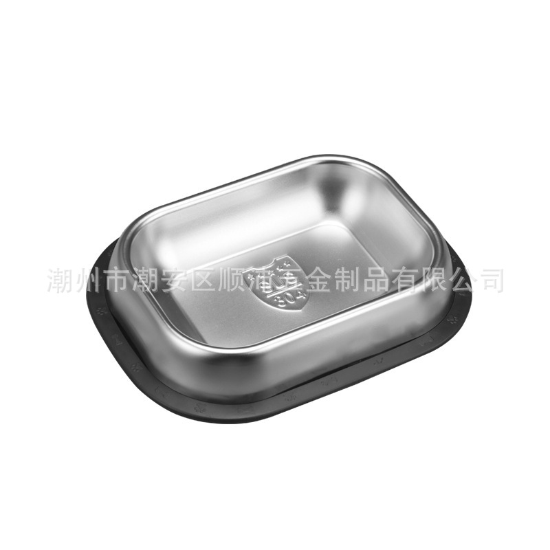 Cross-border new 304 stainless steel dog bowl pet square cat and dog…