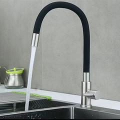 304 stainless steel single cold water faucet colored brushed swivel anti-splash kitchen sink faucet