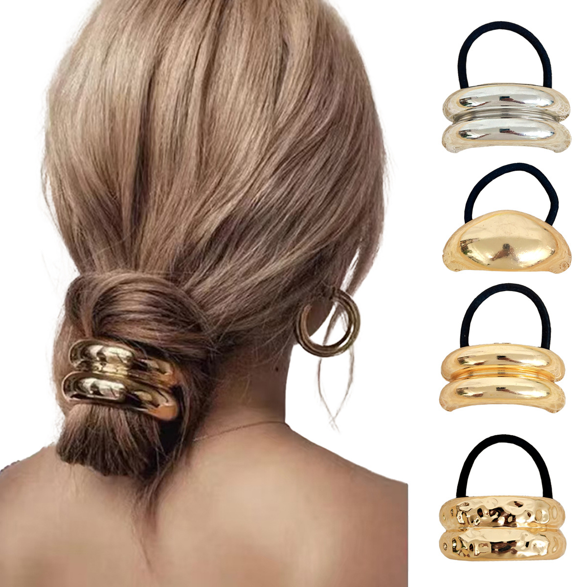 Europa y los Estados Unidos hebilla para el cabello punk personalidad transfronteriza broca de cabello trenzada gótica geometría redonda conjunto anillo de cabello cuerda para el cabello