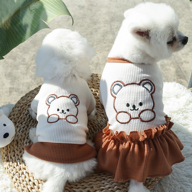 Camiseta con falda para mascotas, camiseta para parejas, osito de peluche, ropa para perros medianos_voghion.com