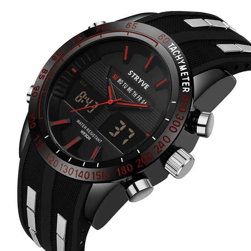 Stryve 8005 deportes impermeable reloj personalizado luminoso sincronización alarma doble pantalla reloj electrónico regalo creativo