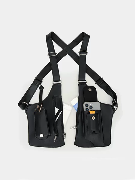 New multifunctional vest bag for men, double-shoulder backpack, invisible underarm anti-theft outdoor tactical bag