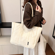 帆布包 日系 大容量托特包新款手提单肩包高级感大学生上课包包女