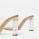 $Sandals female Xia Xiaozhong's design feeling one-word sandals with thick heels, crystal transparent high heels female