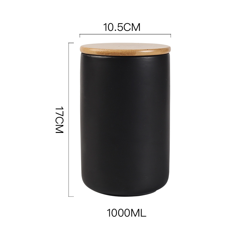 Tarro sellado de cerámica simple escandinavo con tapa de madera para almacenamiento de alimentos en la cocina, juego de té, almacenamiento de dulces, café y té. image 8