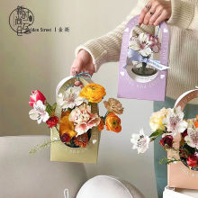 原创简约设计迷你手提鲜花花盒高级礼品盒插花盒妇女节