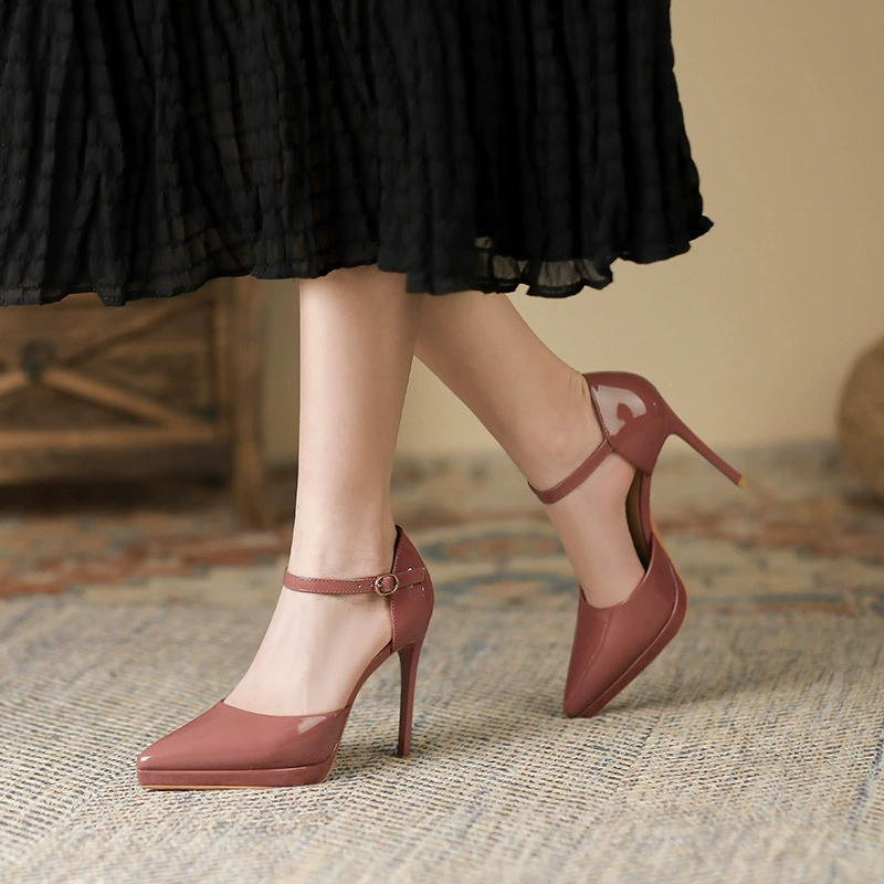 1088-10A, женские туфли на высоком каблуке, новинка 2025, непромокаемые туфли на шпильке с острым носком, полые босоножки на высоком каблуке 10,5 см