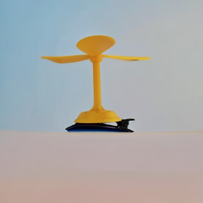 노란 풍차 머리핀