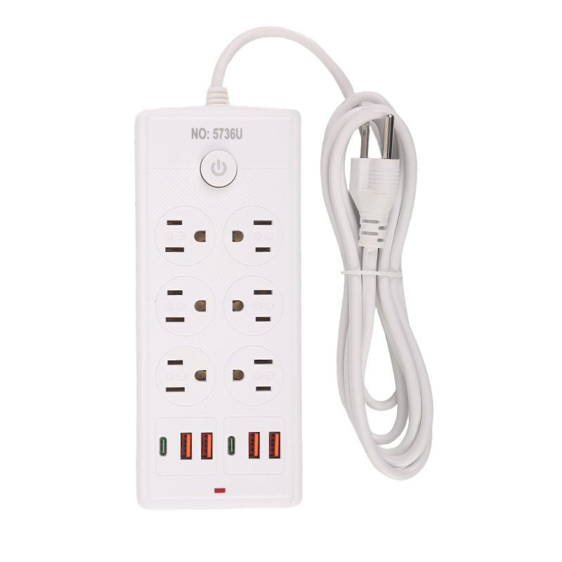4USB + 2Type-c América del Sur México toma de corriente de doble fila 18 agujeros 6 bits blanco y negro estándar estadounidense 110V