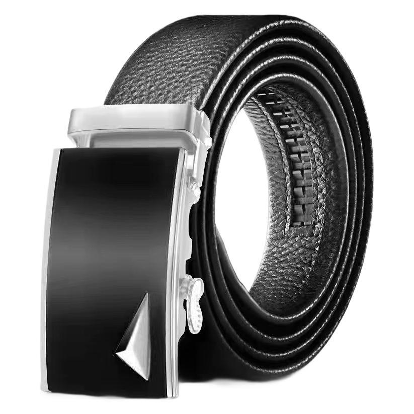 Cinturón de hombres de mediana edad, cinturón auténtico de abrazadera automática, cinturón de negocios de mediana edad de moda coreana, cinturón de negocios de jóvenes