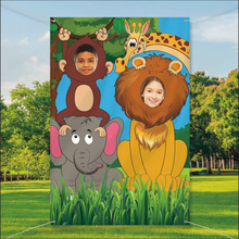 跨境貨源 叢林動物主題獅子王拍照橫幅 兒童娛樂游戲旗設計印刷