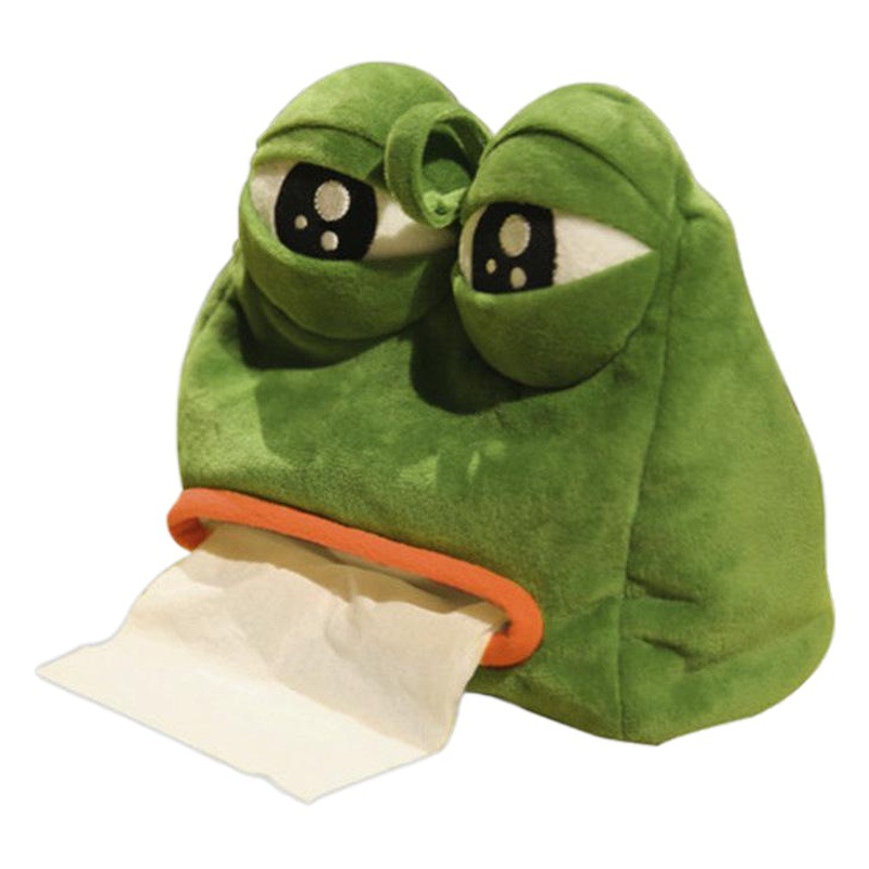Lleno de vitalidad genuino autorizado caja de pañuelos de rana triste cubierta de pañuelos talla de arena caja de pañuelos de rana solitaria Pepe