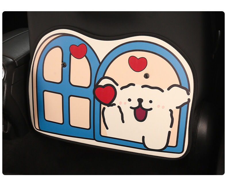 Cartoon Car Anti-Kick Pad, Leather Printed Car Seat Back Anti-Dirty Protective Pad, Cute Car Rear Seat Anti-Kick Pad