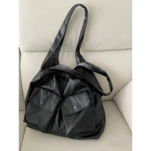 2024 Autumn and Winter European and American Niche Design Splicing Plaid Large-Capacity Hobo Bag Casual Outing Shoulder Bag for Women