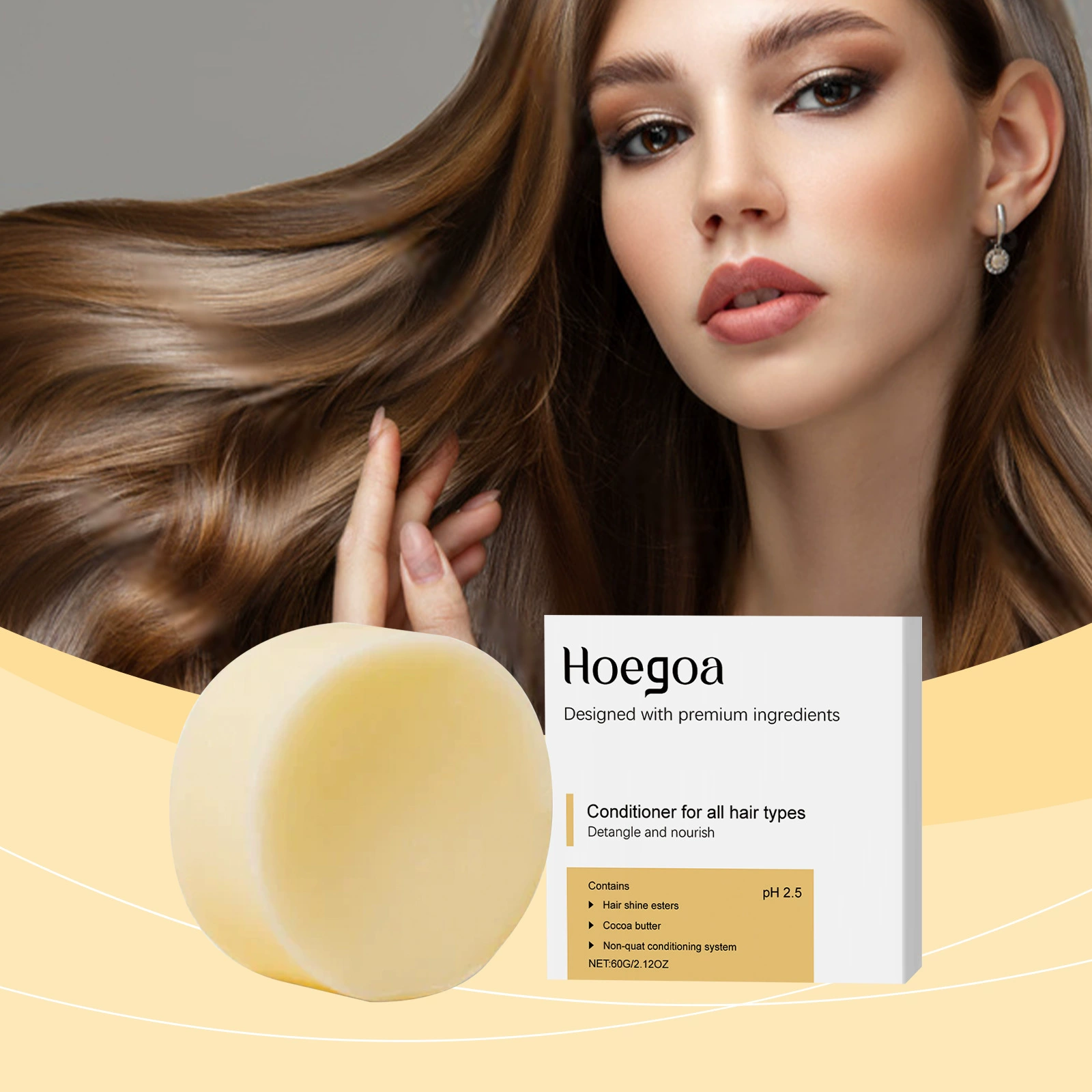 HOEGOA Питательное шампунь-мыло Нежное очищение кожи головы Увлажнение Гладкость Натуральный пушистый Питательный уход Шампунь-мыло