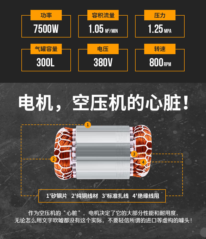 Shanghai Fengbao Air Compressor 7.5Kw All-Copper High-Power Air Compressor Air Pump Industry