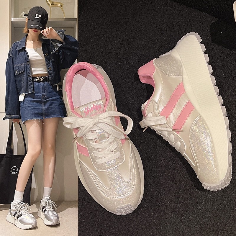 2024 primavera nuevos zapatos altos y pies que muestran los zapatos de papá pequeño zapatos deportivos transpirables de moda para mujer_voghion.com