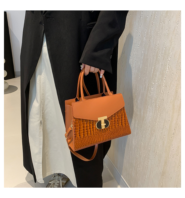 Korean Women's 2024 New Crocodile Pattern Single Shoulder Crossbody Fashion Handheld Small Square Bag_voghion.com