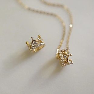 Cross-Border Accessible Luxury Diamond Crown Necklace Retro Niche Design Stereo Zircon Clavicle Chain Ins Style Queen Necklace