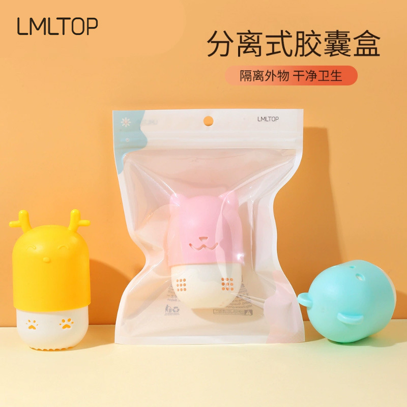 Ramila dibujos animados lindo creativo puff almacenamiento rack oso ciervos belleza huevo almacenamiento Shell al por mayor A80250