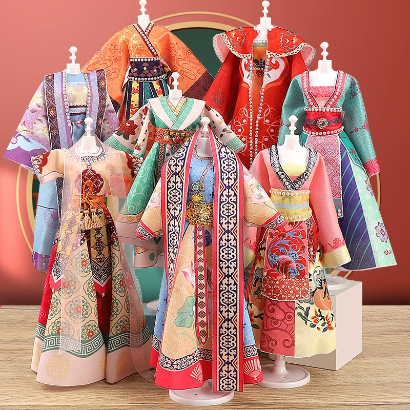 Design children's Hanfu, doll for dressing up, toy, handmade, Birthday gift