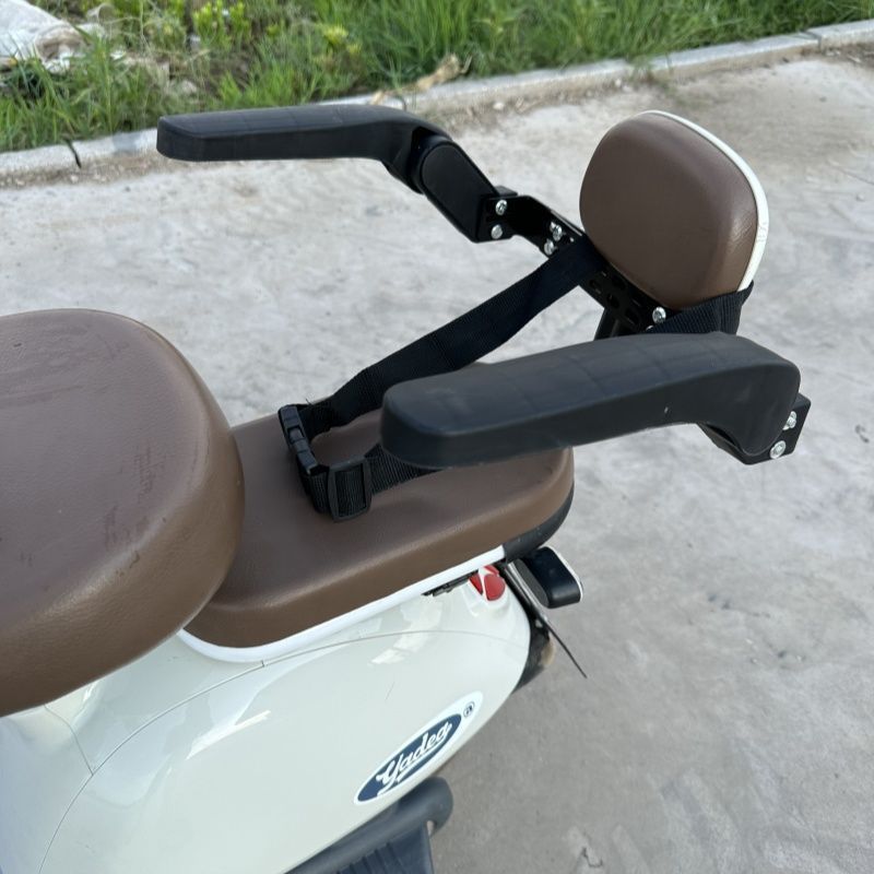 Rotatable Scooter with Guardrail, Electric Vehicle Rear Child Seat, Battery Vehicle Anti-Fall Folding Armrest