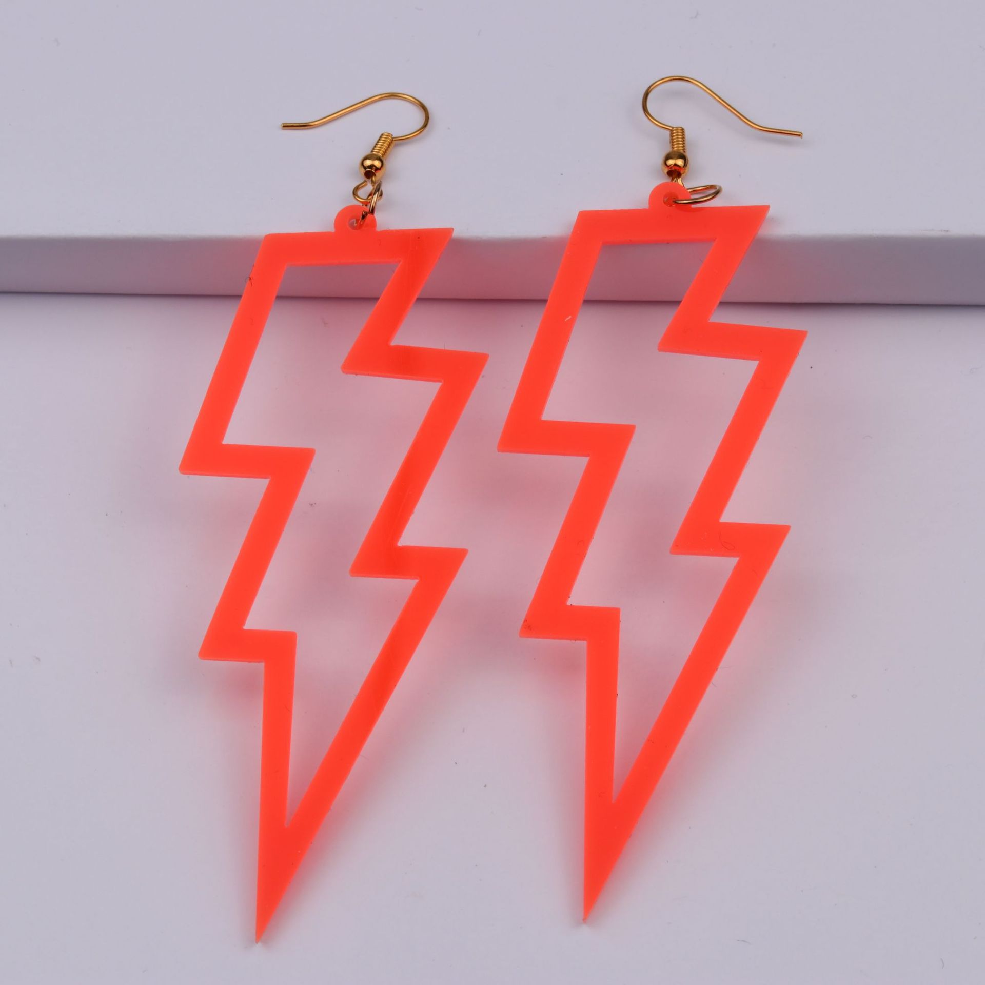 Acrylic Material 1 Pair Exaggerated Lightning Hollow Out Arylic Drop Earrings