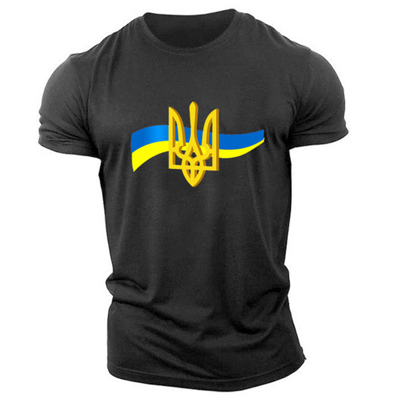 Camiseta de los hombres de Ucrania de manga corta de verano emblema nacional de Ucrania bandera impresa en 3D moda suéter de cuello redondo ropa