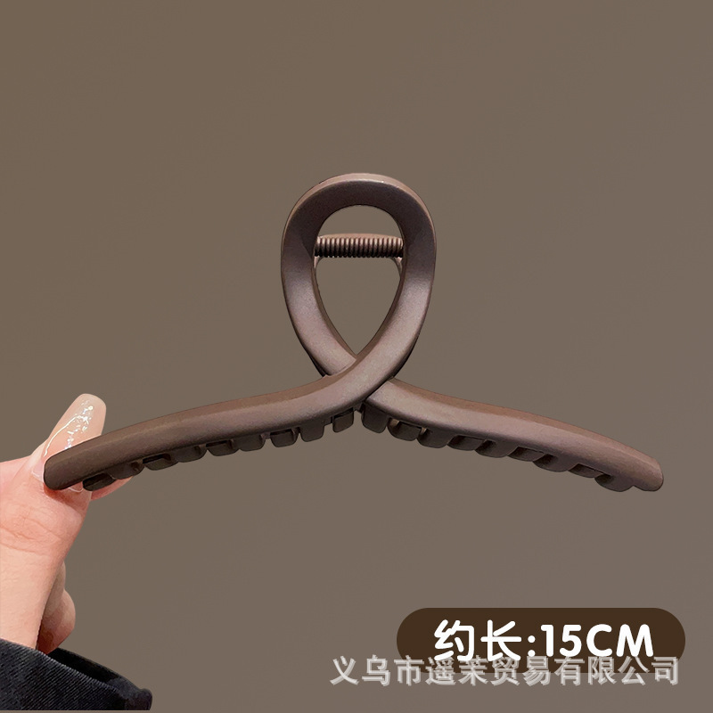 咖色磨砂抓夹女2025年新款发夹后脑勺大号发量多鲨鱼夹子发卡头饰|undefined