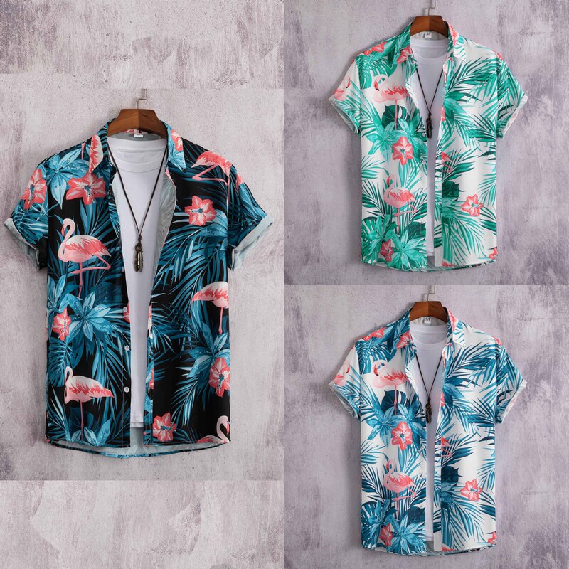 2022 cross-border trade Men's Fashion casual digital printing short sleeve shirt