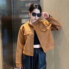 短款设计长袖鹿皮绒小香风外套女春秋新款宽松显瘦小个子短款上衣