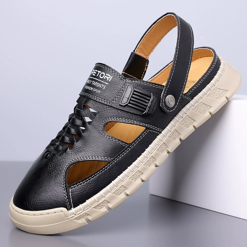 Мужские летние пляжные сандалии с открытым носком, модные повседневные, с перфорацией