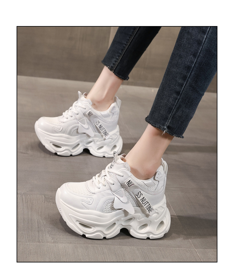 Giày sneaker nữ đế dày chunky lưới thoáng khí, tăng chiều cao 10.5 cm — màu trắng chi tiết 15