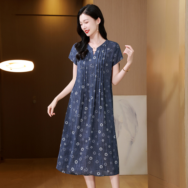 Hangzhou Fashion Brand Double Crepe Silk Dress for Women, Mid-Length, 2026 Summer New Style, Thin Silk Dress Hangzhou Fashion Brand Double Crepe Silk Dress for Women, Mid-Length, 2026 Summer New Style, Thin Silk Dress