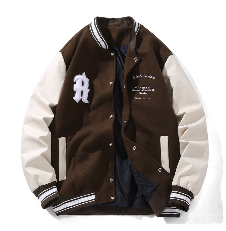 Herrenbekleidung Handtuch Schwiegermutter Stickerei Herren Frühlings- und Herbstkleidung gespleißt PU-Leder Retro plus dicke übergroße Jacke Baseballuniform_voghion.com