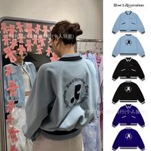 现货韩国restandrecreation毛呢外套女秋冬新款RR刺绣棒球服夹克