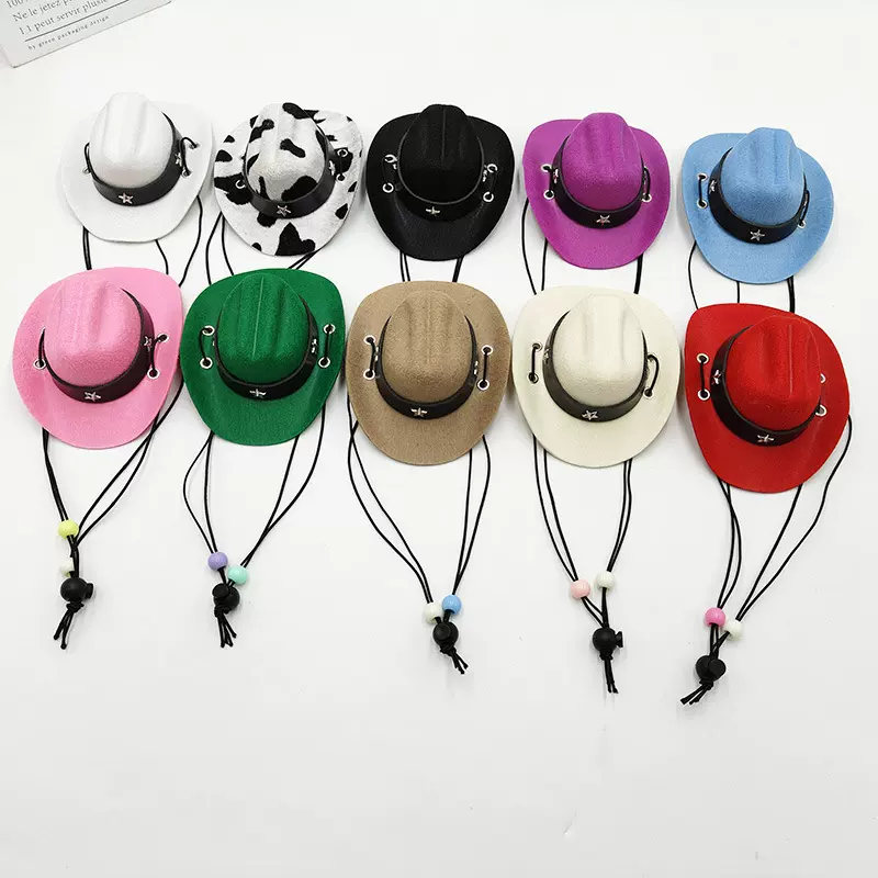 新款跨境大白鹅西部迷你宠物牛仔帽小型猫狗宠物帽派对节日小帽子