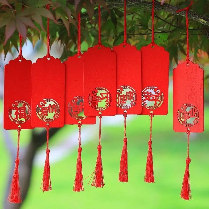 Wholesale Wooden Wishing Cards for Tourist Attractions, Couple Wishing Cards, Wooden Blessing Tags with Engraving and Logo, Blessing Cards