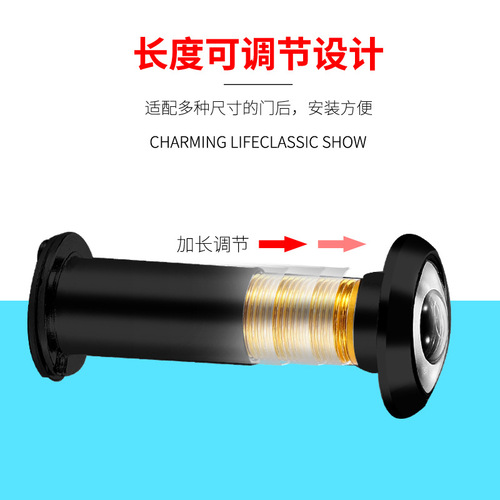 Anti-theft door cat eye high definition sheep eye hotel wooden door glass lens 220 degrees with cover adjustable zinc alloy pure copper