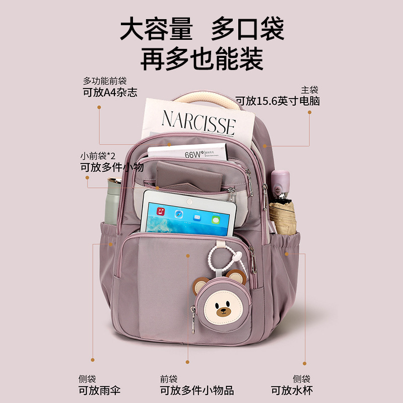 Mochila escolar para niñas, estudiantes de secundaria, estudiantes de primaria ligera, niñas de tercer a quinto y sexto grado, mochila de alta calidad de gran capacidad, resistente a la suciedad