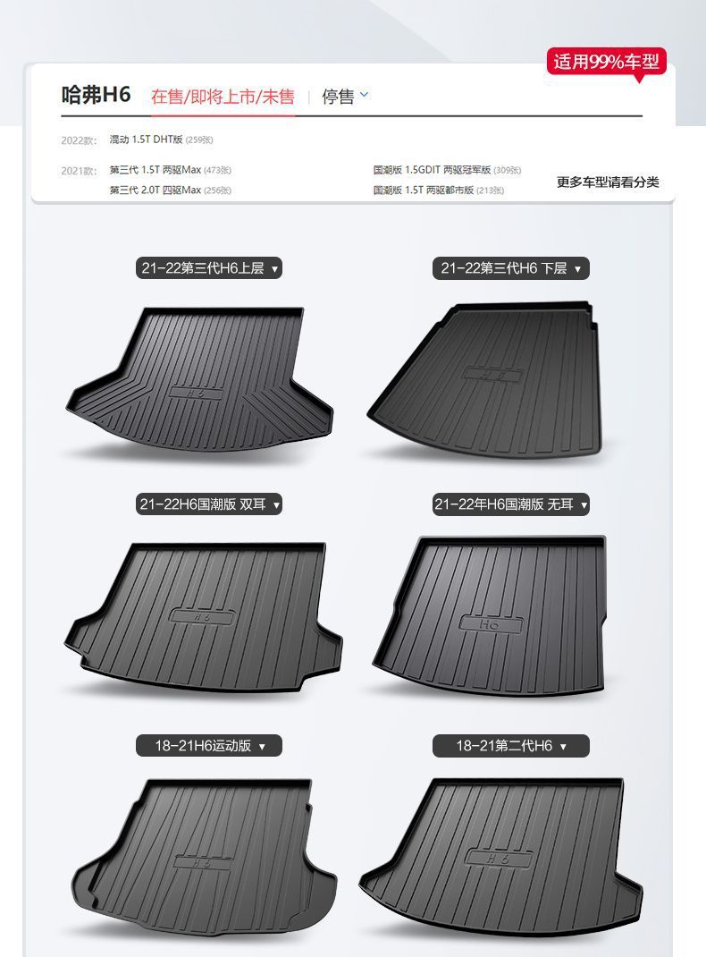 Haval Third-Generation H6 National Trend Edition Trunk Mat, Car Decoration Accessories, Complete Set of Accessories, Great Wall Haval Trunk Mat